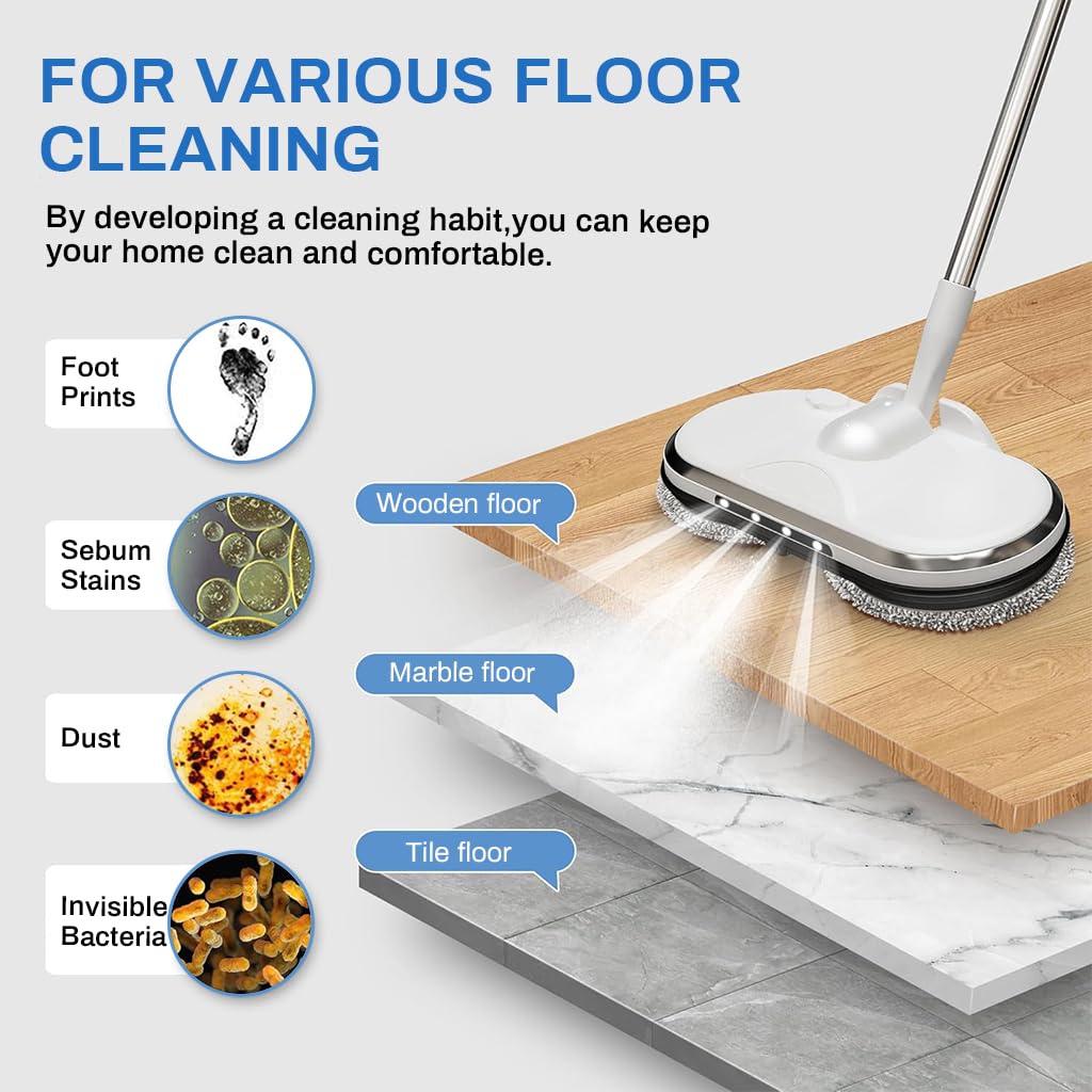 Verilux 2Pcs Replacement Mop Pads for AGARO Floor Scrubber 16cm/6.3 inches Mop Pads Water Abserbent Scrubbing Pads Cleaning Pads Universal Replacement Mop Pads