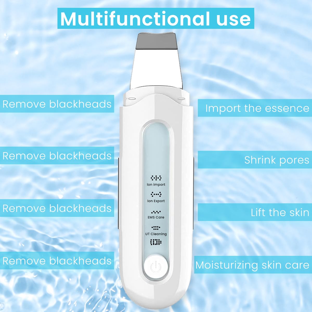 HANNEA Ultrasonic Face Skin Scrubber Machine, EMS Beauty Machine Skin Spatula with 4 Modes, Pore Cleaner, Face Lifting Machine, USB Rechargable Facial Scrubber, Face Spatula for Daily Skin Care
