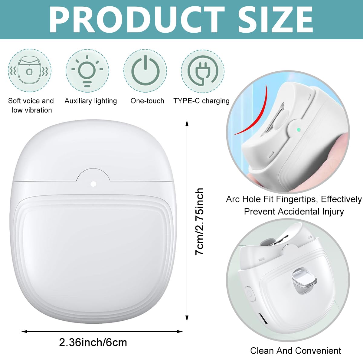 MAYCREATE Baby Nail Trimmer For New Born Electric Nail Clipper with LED Light, USB Rechargeable Nail Trimme For Baby with 2 Speeds Anti-splash Nail Dust Bin