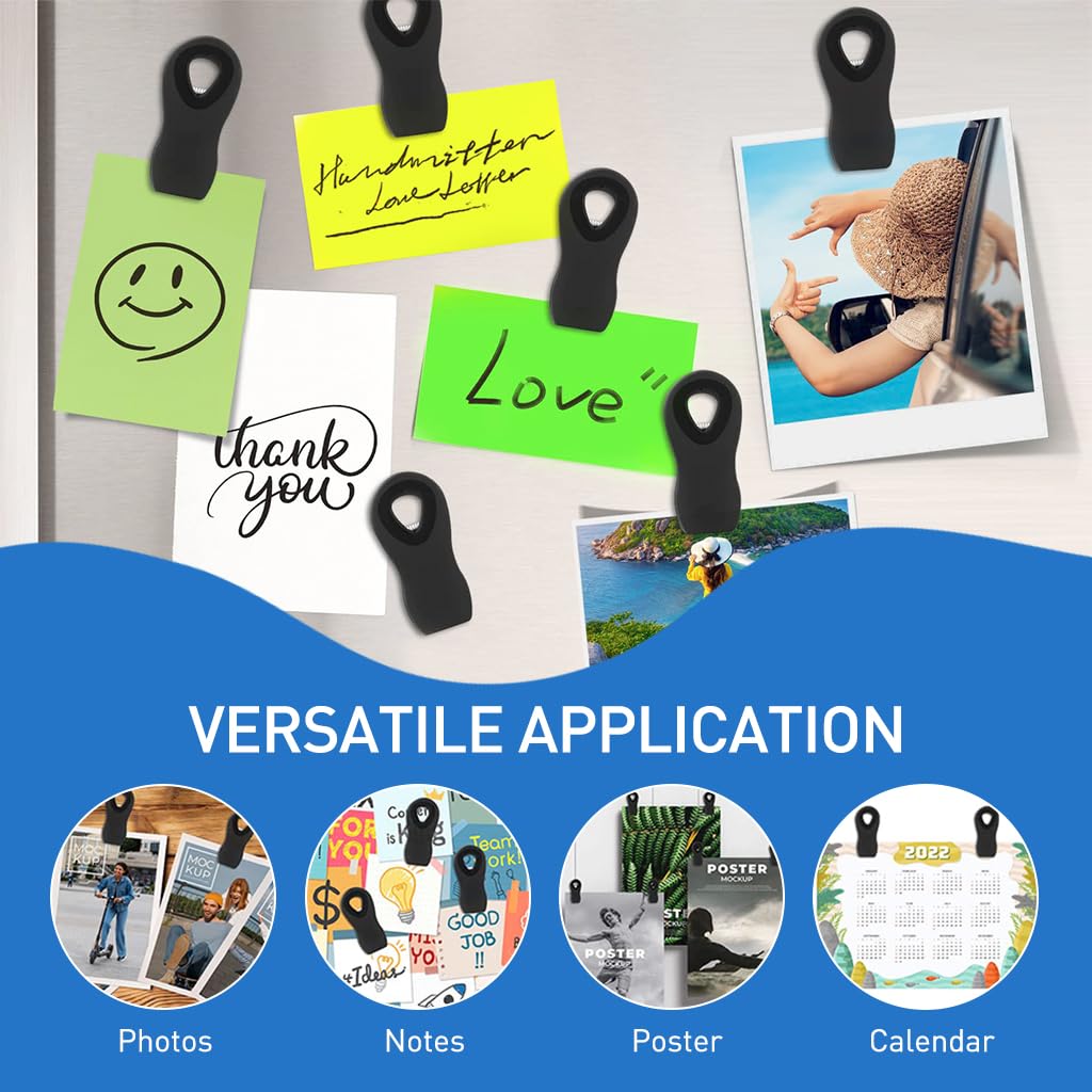 HASTHIP 6Pcs Magnetic Clips Utility Magnetic Food Bag Clips Office Kitchen Multi-purpose Magnetic Spring-loaded Clips Plastic Refrigerator Magnetic Organizer Clips Whiteboard Paper Holder Clips