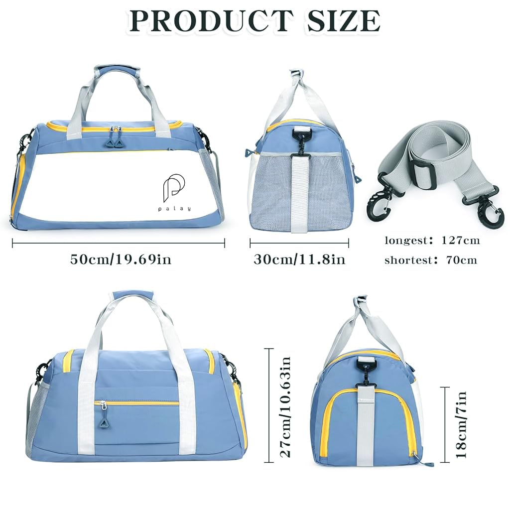 PALAY Gym Bag, Fitness Duffel Bag, Travel Bag Fitness Backpack, 35L Large Travel Bag, Gym Bag with Shoe Compartment Waterproof Oxford Cloth Gym Bag with Reinforced Handle & Shoulder Strap, Blue