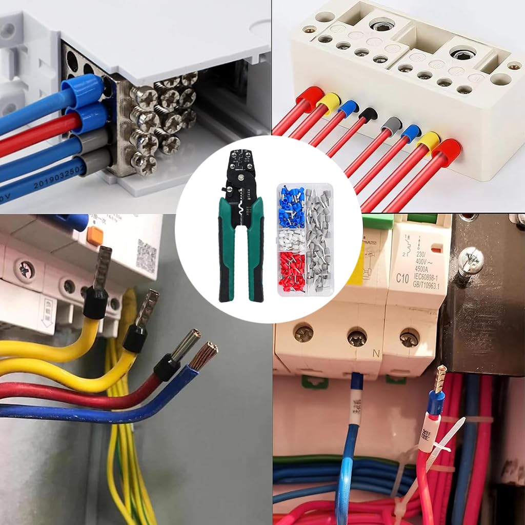 HASTHIP 200Pcs Electrical Crimping Connectors with Wire Crimper Tool 4 Sizes Crimping Connectors Insulated Wire Terminals Crimp Terminals Universal 22-10 AWG Wire Crimper Tool Electrical Connectors