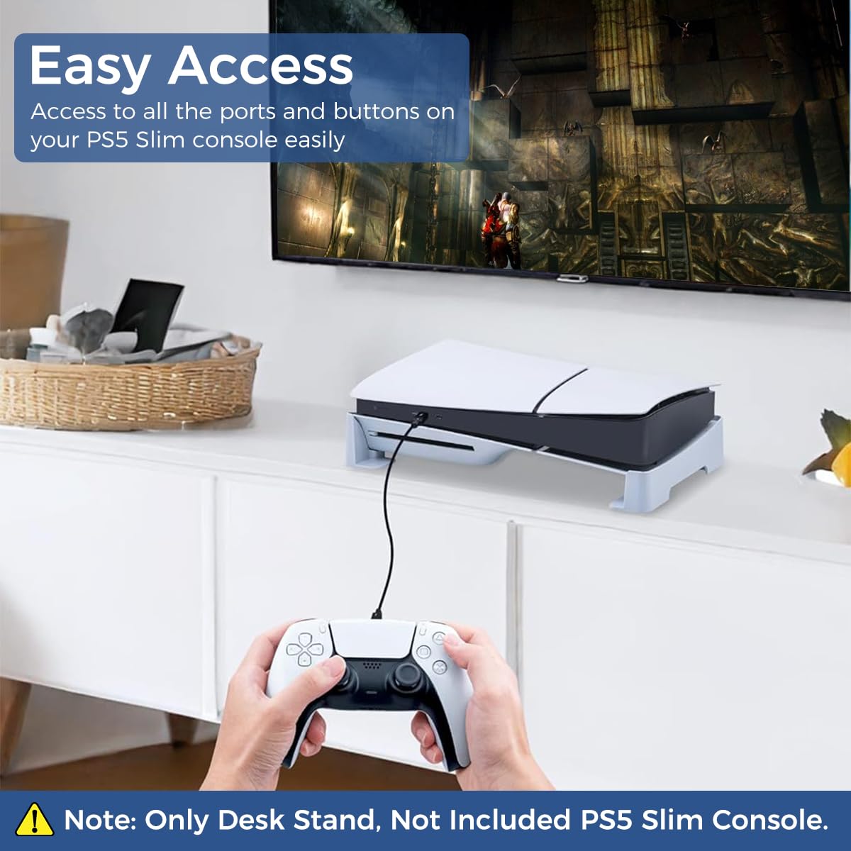 ZORBES Desk Stand for PS5 Slim Console, Horizontal Stand for PS5 Slim Console, Anti-Slip Base Stand Accessories for Playstation 5 Slim Digital & Ultra-HD Edition Console, No PS5 Slim Digital Console Included