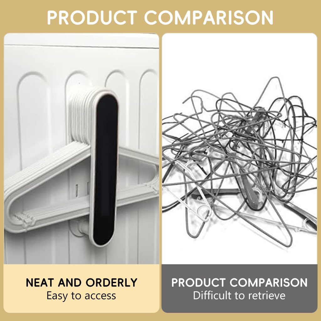 HASTHIP Clothes Hanger Organizer Rack for 30-50 Hangers, Double Layer RetractableClothes Hanger Organizer Rack, Self Adhesive Clothes Hanger Storage Rack Space Saving Laundry Hanger Organizer