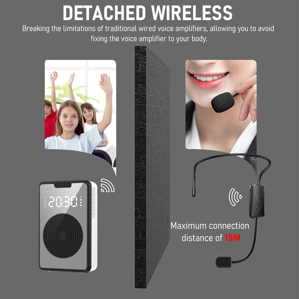 ZORBES Portable Bluetooth Voice Amplifier for Teachers 8-Hour 1800mAh Battery Wired Headset Mic with 10W Speaker