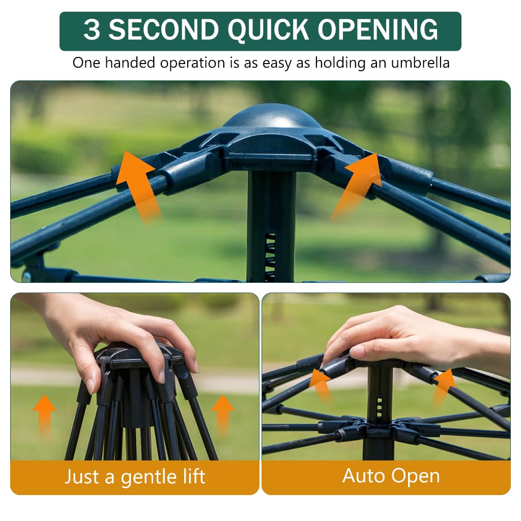 Proberos Portable Tent for Camping, Quick Pop-up Camping Tent with Glassfiber Tent Poles, Travel Folding Camping Tent with Mesh Window Breathable Waterproof Windproof Thermal Camping Tent