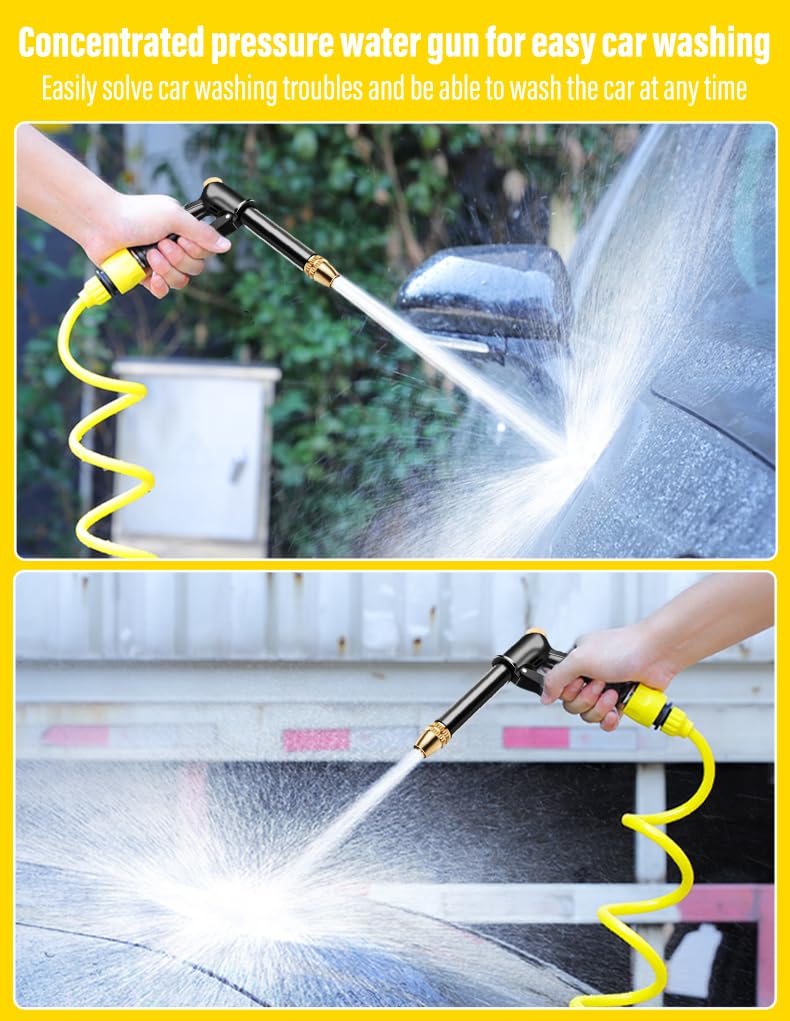 HASTHIP 15m Garden Hose Pipe with 3 Function Pressurized Sprayer Gun, Expandable EVA Lightweight Anti-Kink Flexible Water Hose with 3/8'' Quick Connector & Sprinkler for Home Garden Car Washing