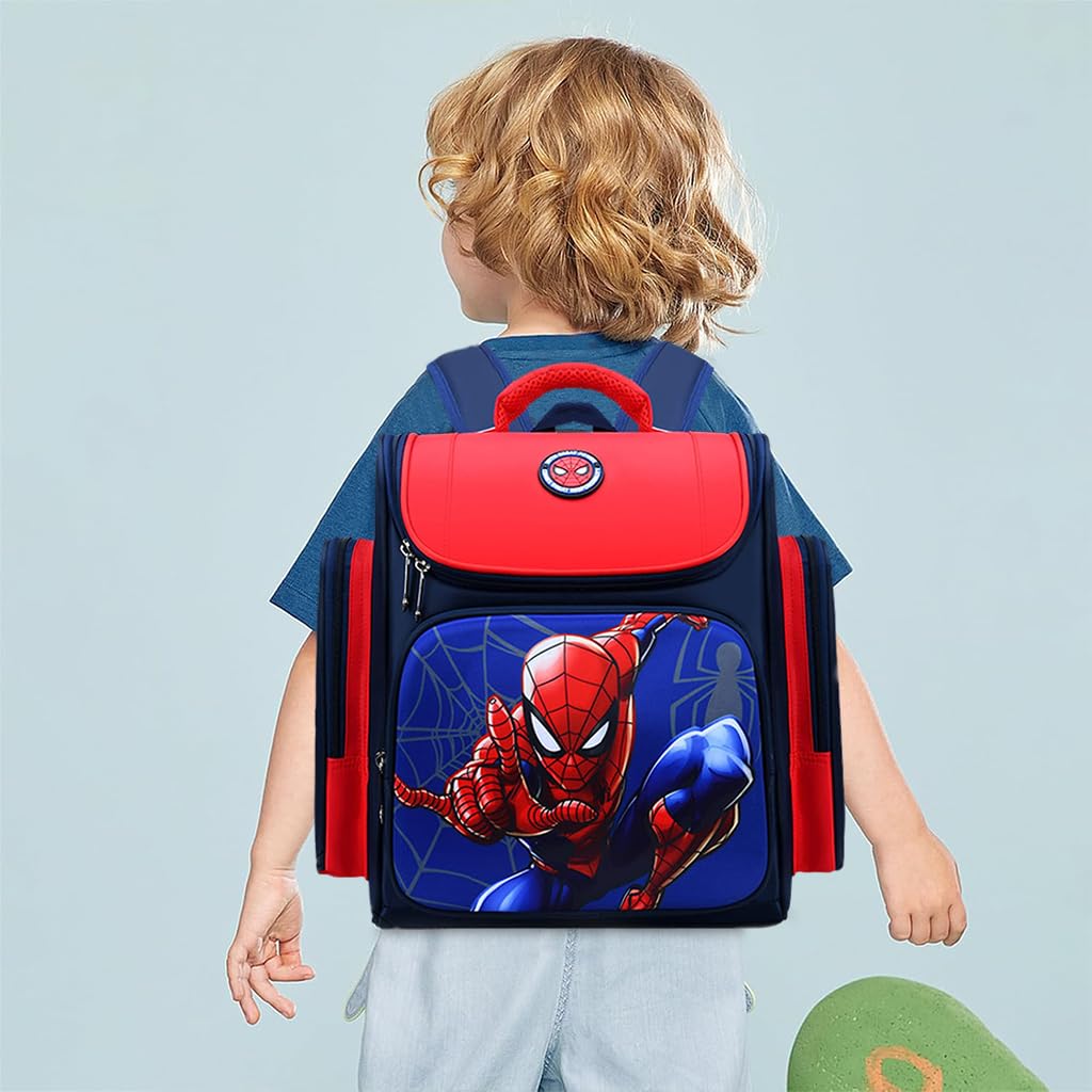 PALAY® School Backpack for Boy Kids Stylish Spider Man Waterpoof School Bag for Kids, Travel, Camping, Burden-relief School Backpack Gift for Kids 3-6 Years Old, 27x13x38cm
