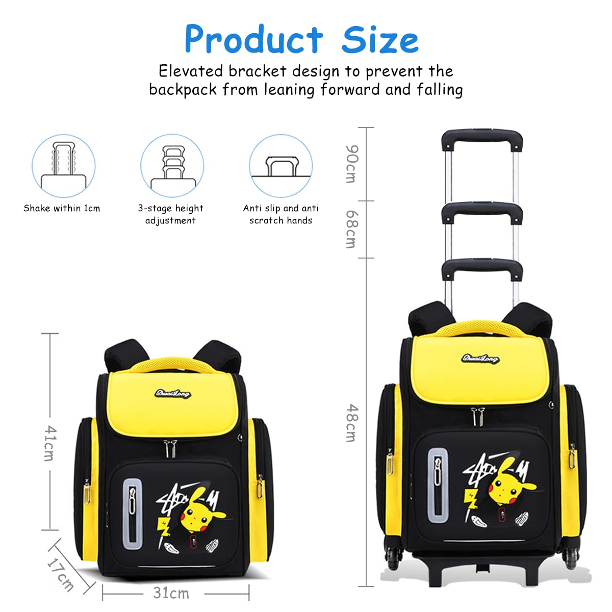 PALAY School Backpack for Boys Girls Travel Backpack on Wheel Girl School Bag on Wheel Detachable Wheel Stand Design Gift New School Bag for Girls Boys