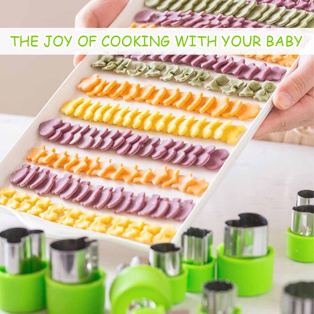 HASTHIP 9Pcs Cookie Cutter Shapes Set, Stainless Steel Mini Fruit Cutter Vegetable Cutter Shapes Embossing Mold, Bread Sandwich Cutter for Kitchen, Baking Mold, Pastry Mold