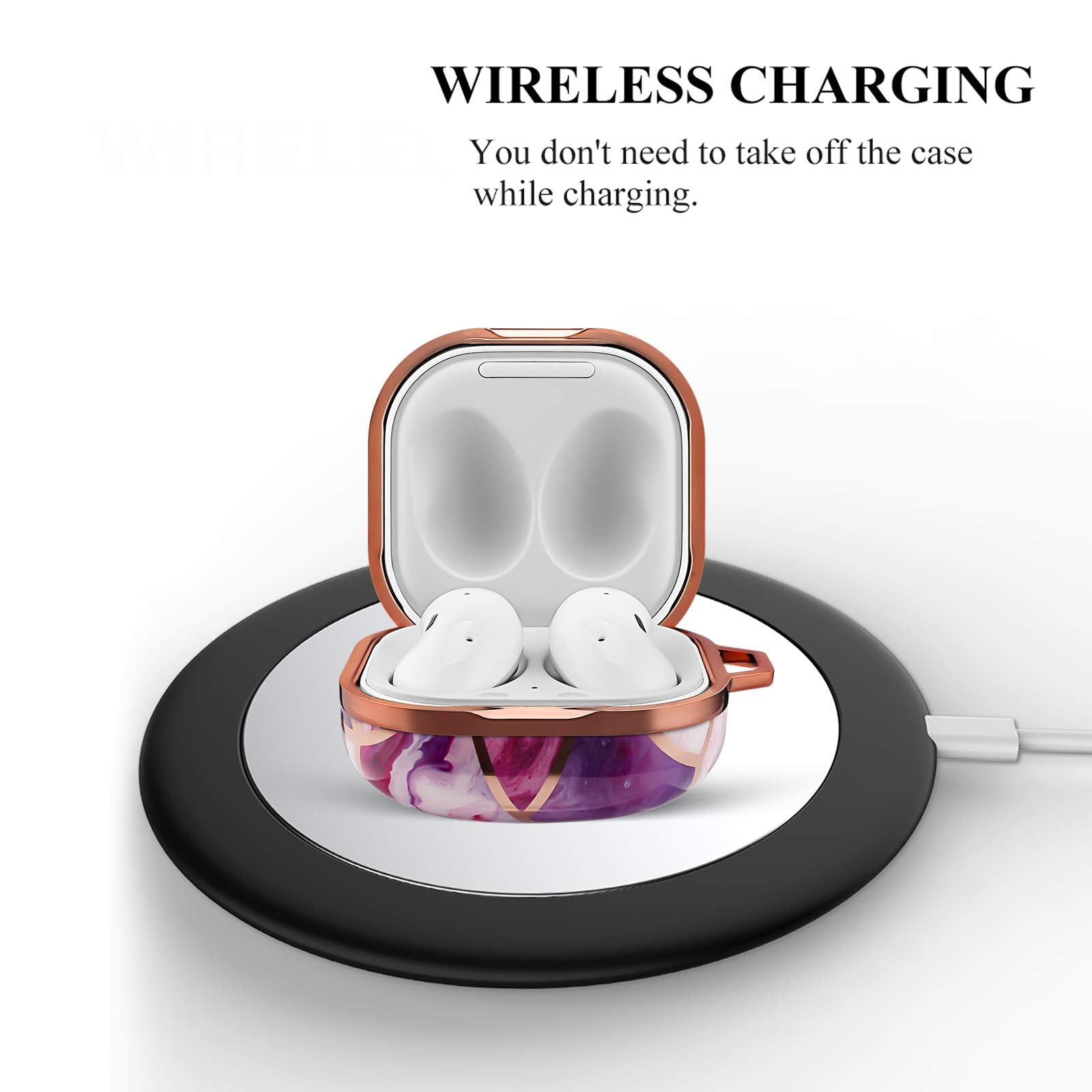 ZORBES Fashion Design Protective Cover for Samsung Galaxy Buds Pro(2021),Galaxy Buds 2,Galaxy Buds Live,Shockproof Cover for Creative Design Key Ring (Without Earphone, Seperate Pieces Design)