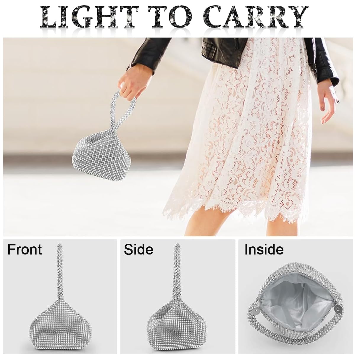 PALAY Rhinestone Evening Bag Chic Women Clutch Bag Handbag for Women Sparkling Rhinestone Purse Bag Stylish Evening Bag Handbag for Banquet, Prom