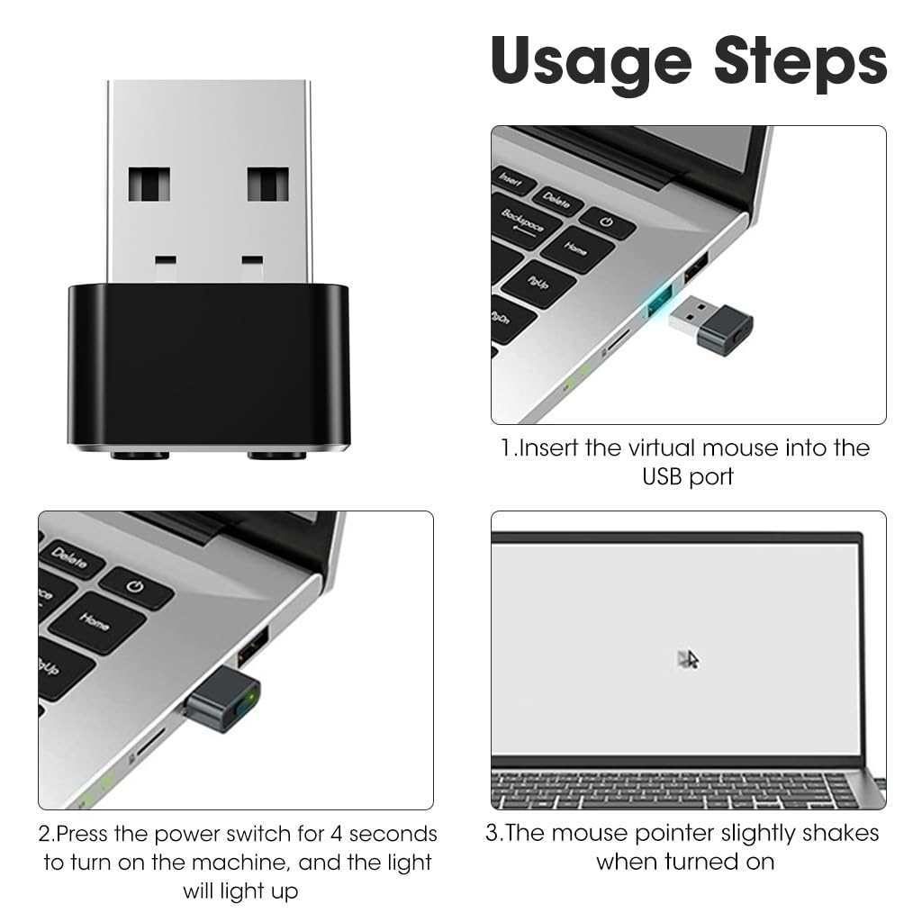 Verilux Mouse Jiggler Tiny Undetectable Mouse Mover with Separate Mode and ON/Off Buttons, 3 Jiggle Modes Automatically Simulates Mouse Movement to Keep Screen Active, Driver-Free, Plug-and-Play