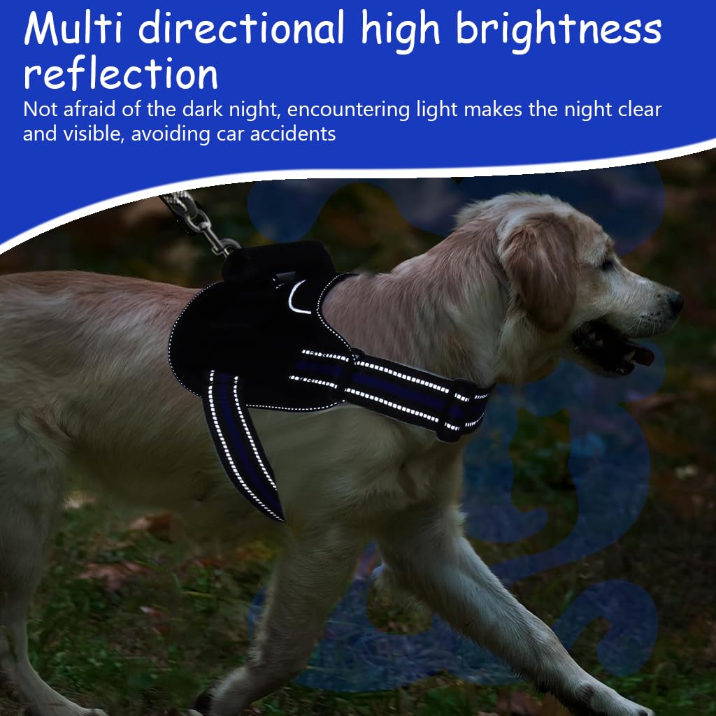 Qpets Dog Vest Dog Harness for Large Dog with 1.5m Dog Leash Dog Harness with Pulls Handle for Guide Dog, Large Dog, Adjustable Dog Vest Harness with Quick Release Buckle (Suitable 18-33kg)