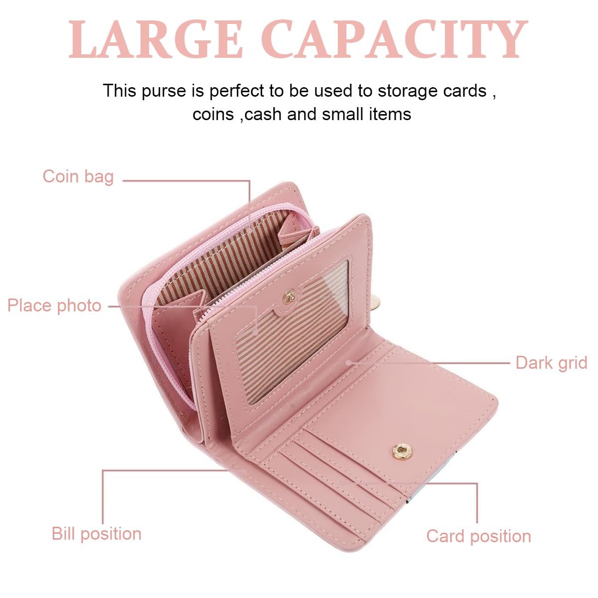 PALAY Small Purse For Women Cute Cartoon Kitty MIni Wallet for Women Multi Compartment Card Coin Clutch Wallet Gift for Girls