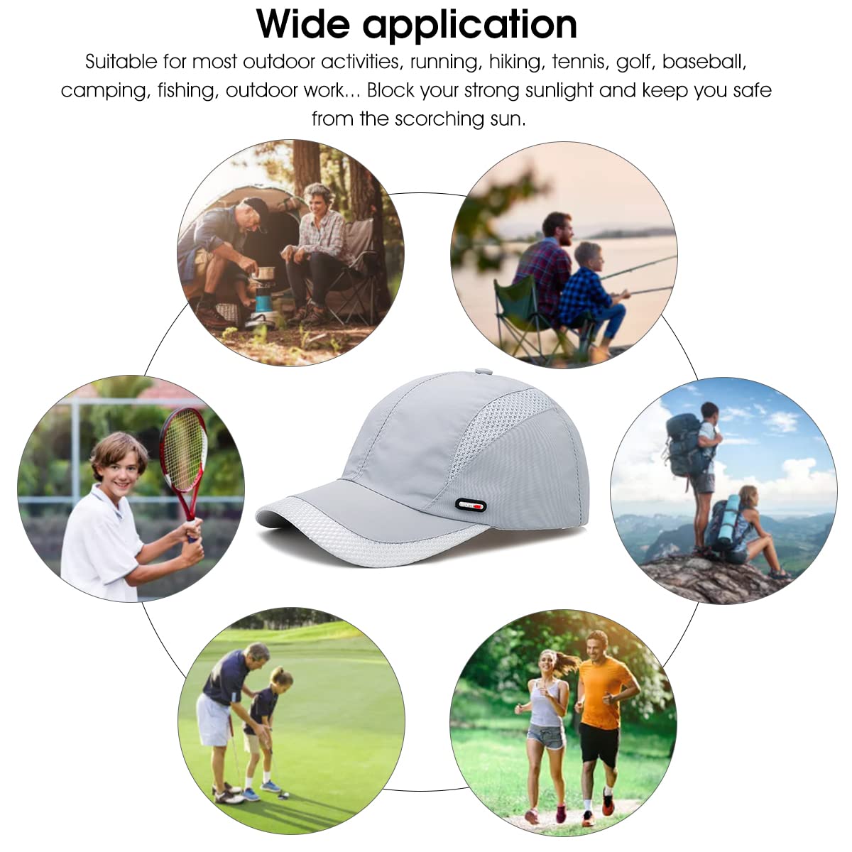 GUSTAVE Sports Caps for Men Summer Baseball Caps for Men Cap for Men Stylish Branded Stylish Cap for Shopping Fishing Outside Adjustable Buckle Closure(Light Grey)