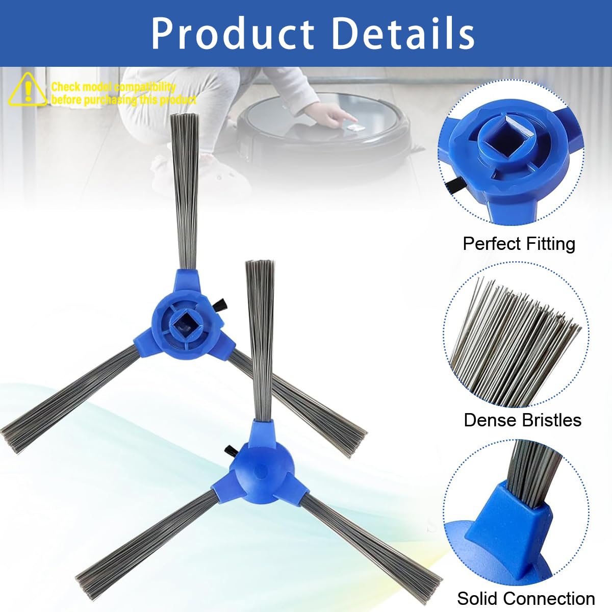 Verilux 4pcs Replacement Side Brushes for Floor Sweeper EUFY 11S RoboVac 30 11 MAX 15C Universal Vacuum Floor Cleaner Robot Replacement Side Brush Floor Sweeper Accessories