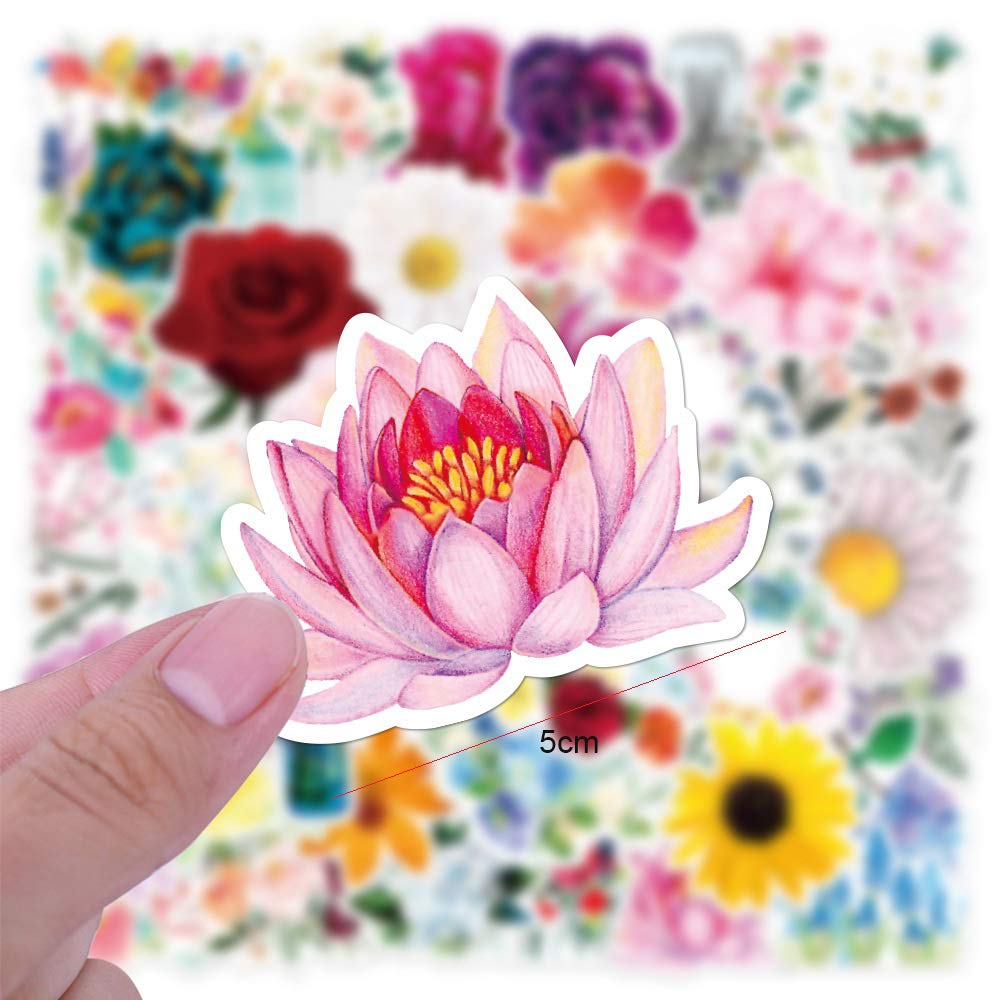 HASTHIP Polyvinyl Chloride Waterproof Spring Flower Plant Stickers for Children and Adults (Multicolour) - 46 Pieces