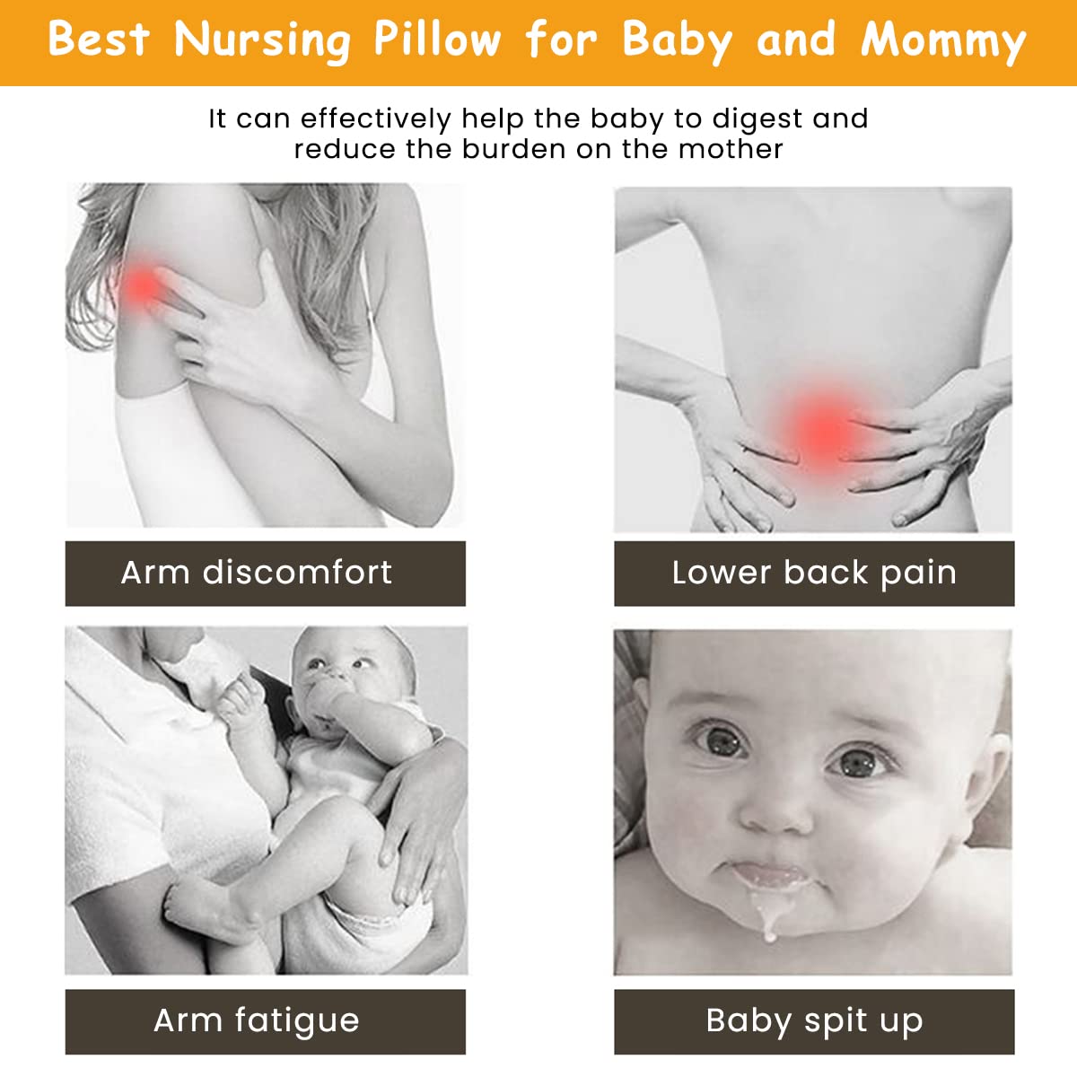 SNOWIE SOFT Baby Feeding Pillow for Breastfeeding, Nursing Pillow with Infant Support Cushion, Multi-Purpose Nursing Pad with Removable Neck Belt for Mom Baby Skin Friendly, Fabric, Polyester;Cotton