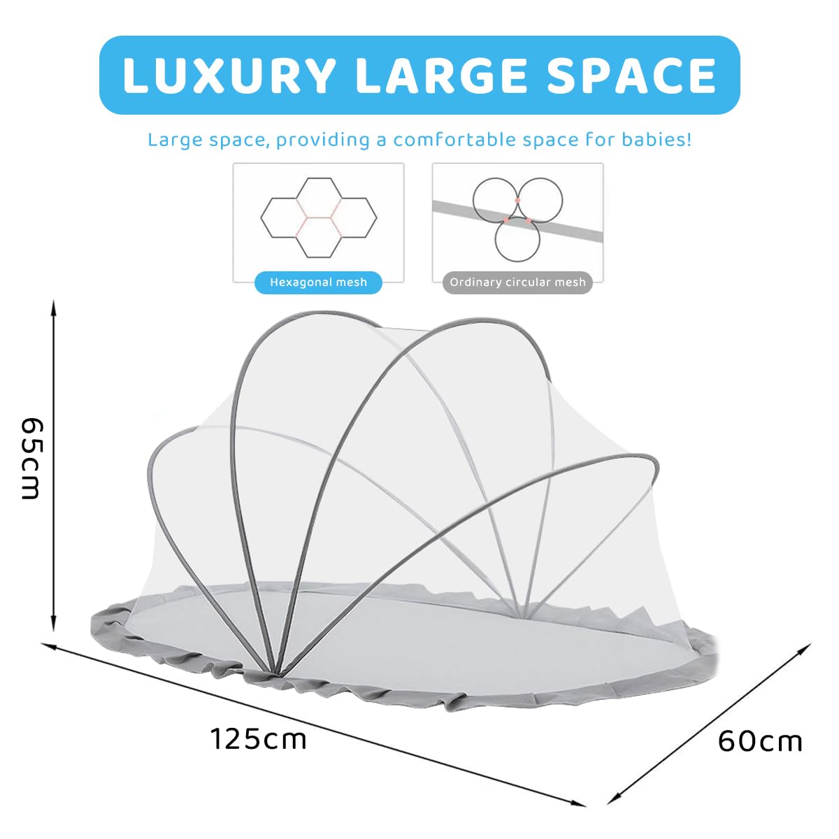 SNOWIE SOFT Mosquito Net for Baby, Foldable Baby Mosquito Net, Breathable and Transparent Mosquito Nets Canopy, Fits Most Cribs and Beds, Baby Mosquito Net for 0-5 Year Baby Newborn Baby Essentials