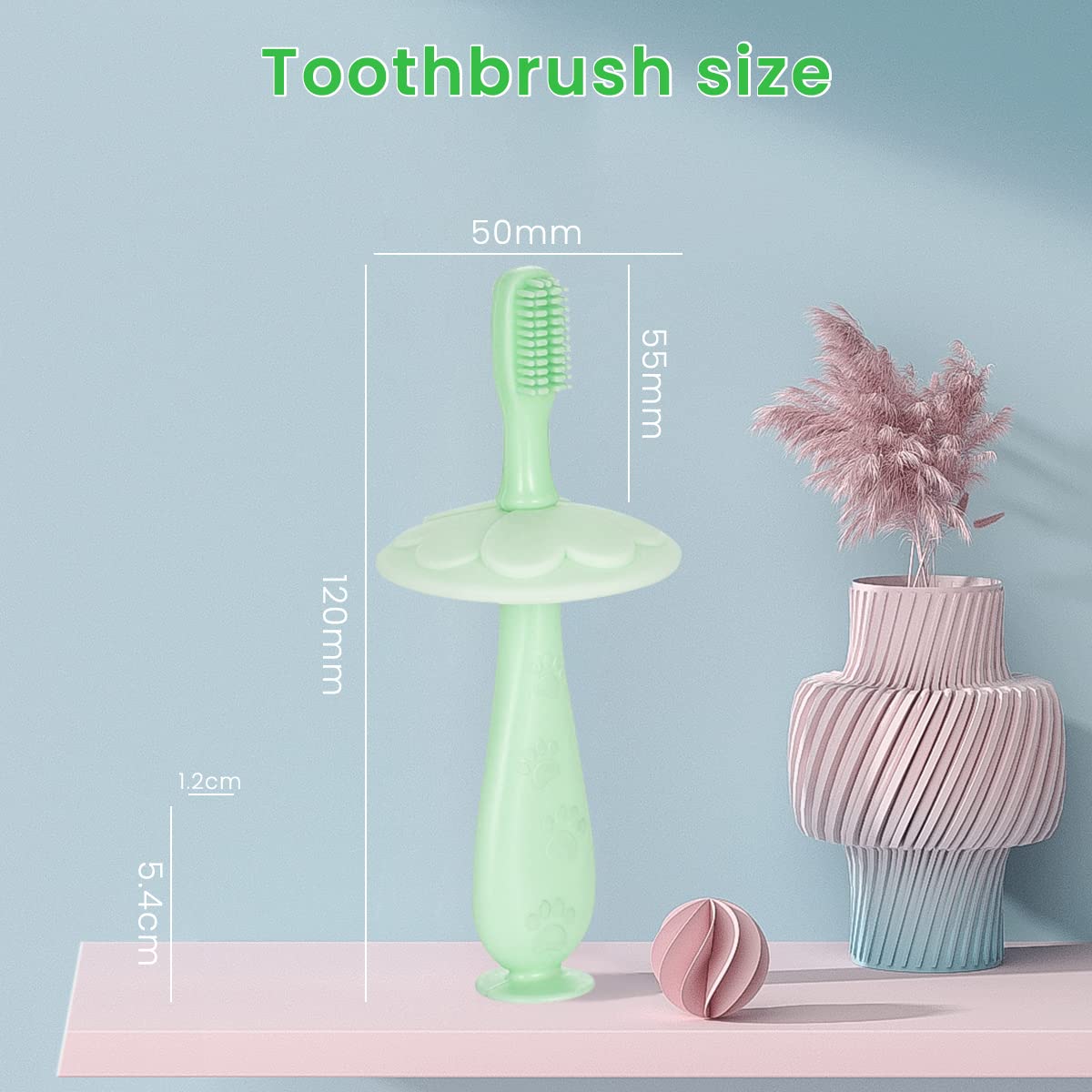 SNOWIE SOFT Baby Brush for 1-2 years Soft, Food Grade Silicon Baby Tooth Brush With Anti Chocking Shield, 2 in 1 Baby Toothbrush & Tongue Cleaner for Kids 0-2 year with Box & 3 Brush Heads