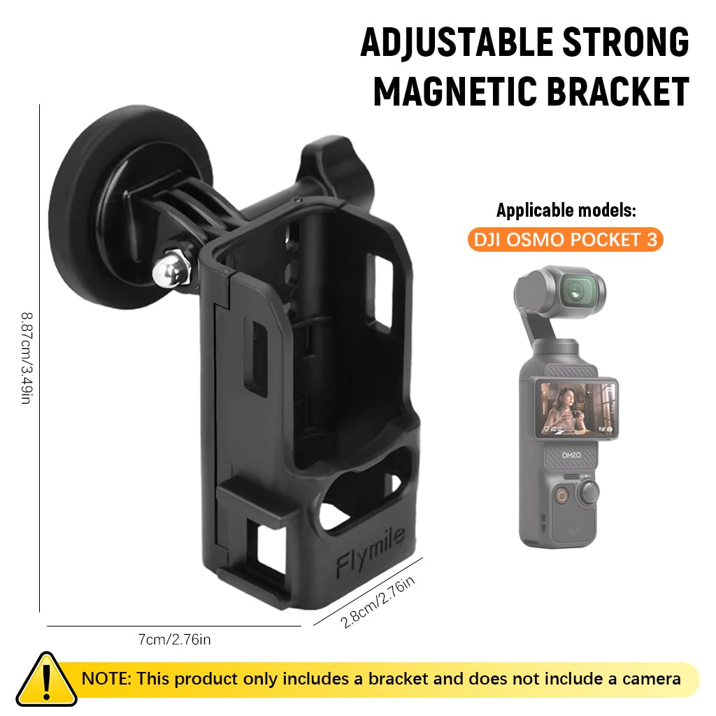ZORBES Magnetic Mount for DJI OSMO Pocket 3, Multipurpose OSMO Pocket 3 Holder with Detachable Strong Magnet Mount Adjustable Angle Magnetic Mount for OSMO Pocket 3, Pocket3 Accessories