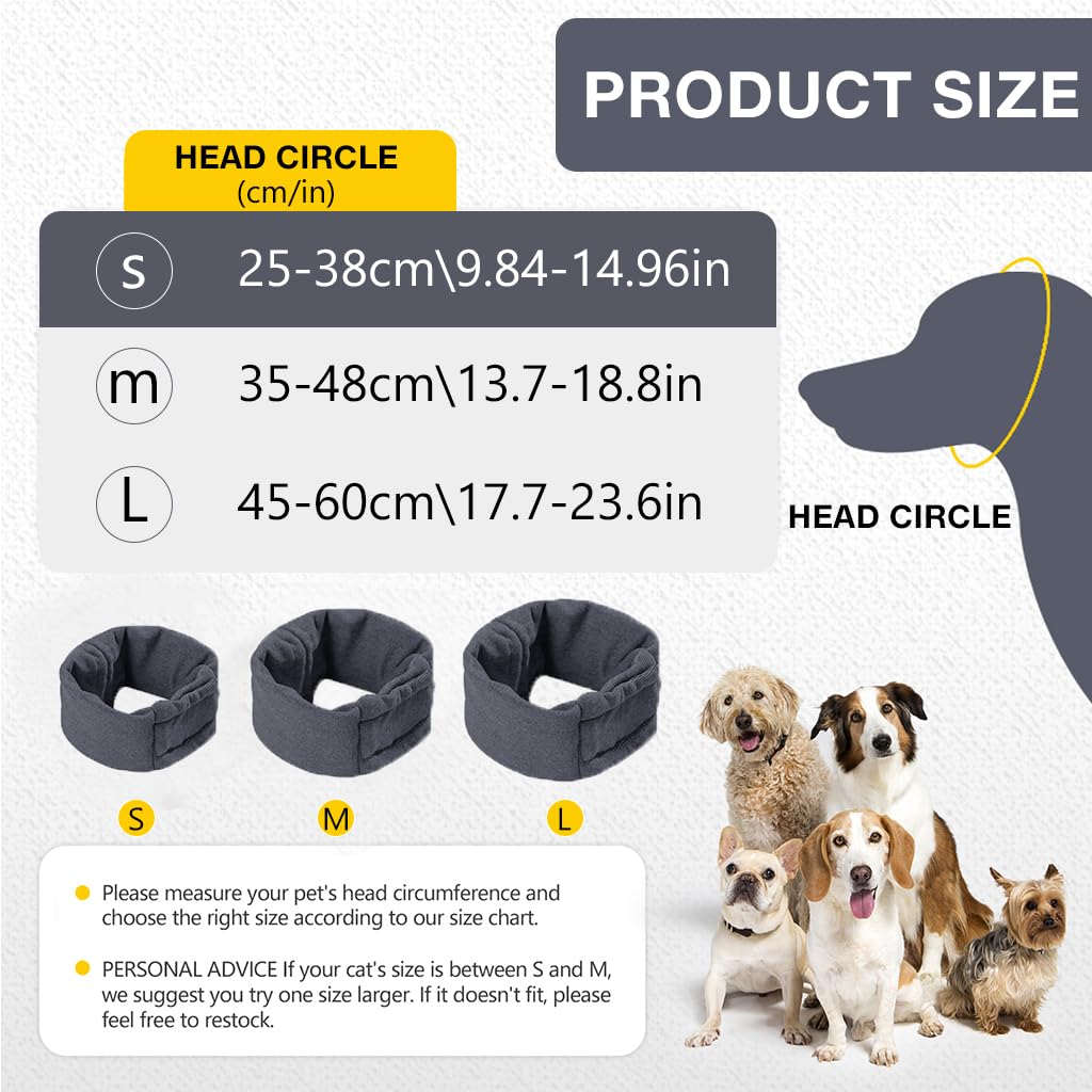 Qpets Dog Headgear, Dog Hoodie Head Cover, Winter Comforting Warm Wrap Ear Dog Neck Scarf, Post-Surgical Ear Care Soothing Headband Prevent Thunder/Prevent Scare (M)