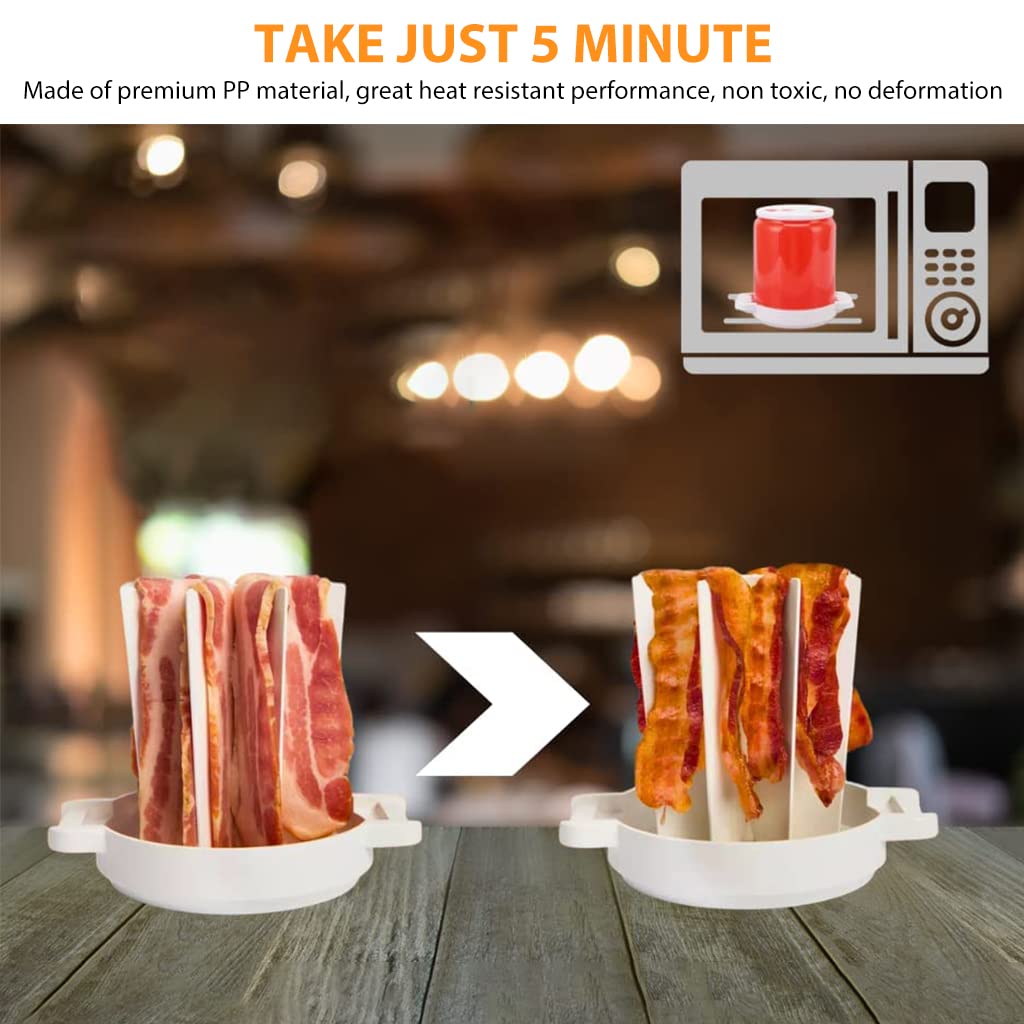 HASTHIP Microwave Cooker, Microwave Oven Bacon Grill Rack, Make Yummy, Crispy, Healthy Bacon in Your Microwave, Splatter-Proof & Mess-Free Design, Pour The Grease Right Out, Easy-to-Clean
