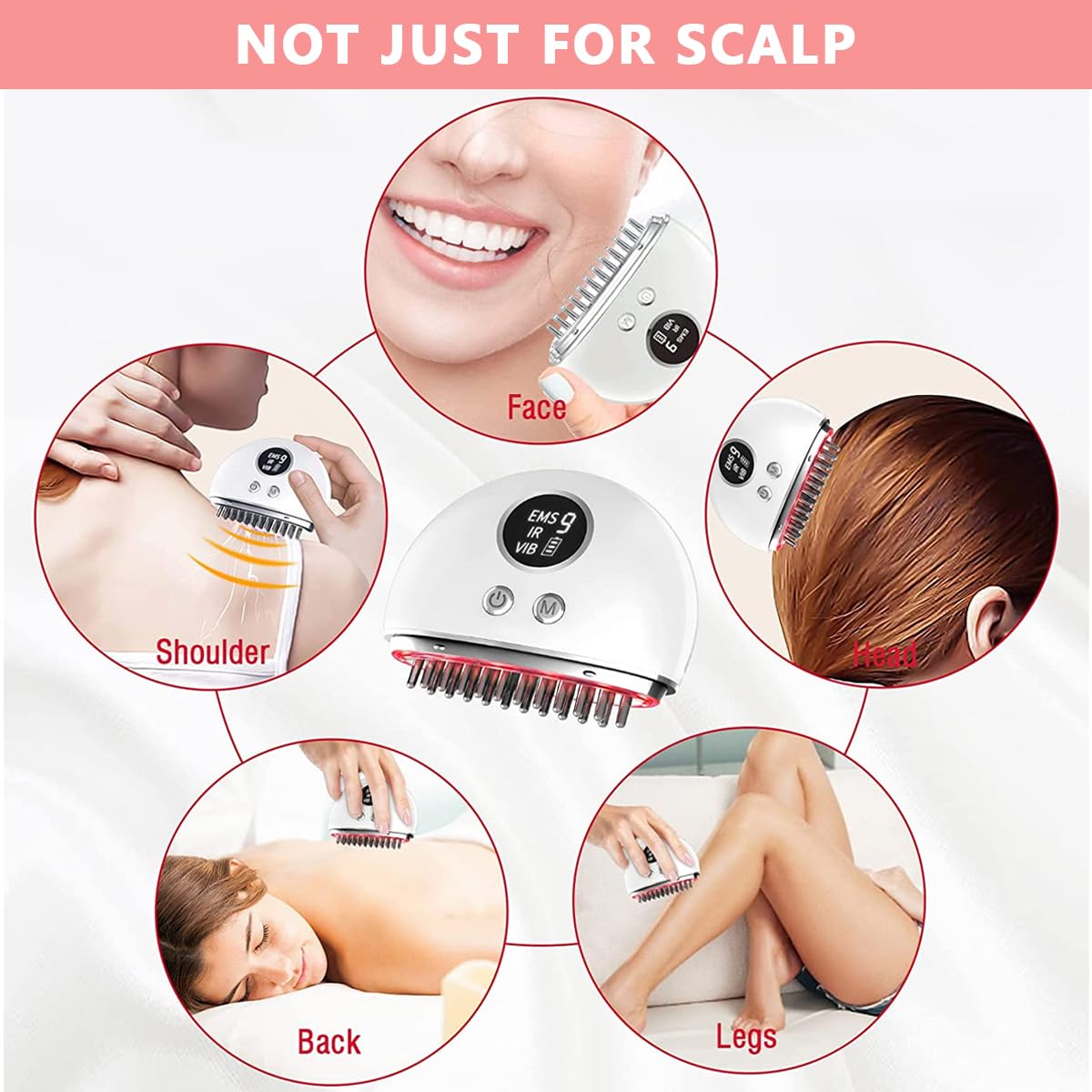 HANNEA Head Massager Machine for Pain Relief, Electric Body Massager Scalp Massager Gua Sha Tool for Face/Foot/Leg/Neck/Back With 9 Power Strength and 4 Modes, Micro Current, Vibration