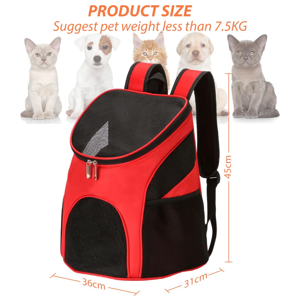 Qpets Cat Bag Cat Carrier Backpack Travel Cat Bag Carrier Backpack Breathable Nylon Mesh Cover Pet Carrier Backpack for Small Middle Cat, Puppy Kittens Within 15kg