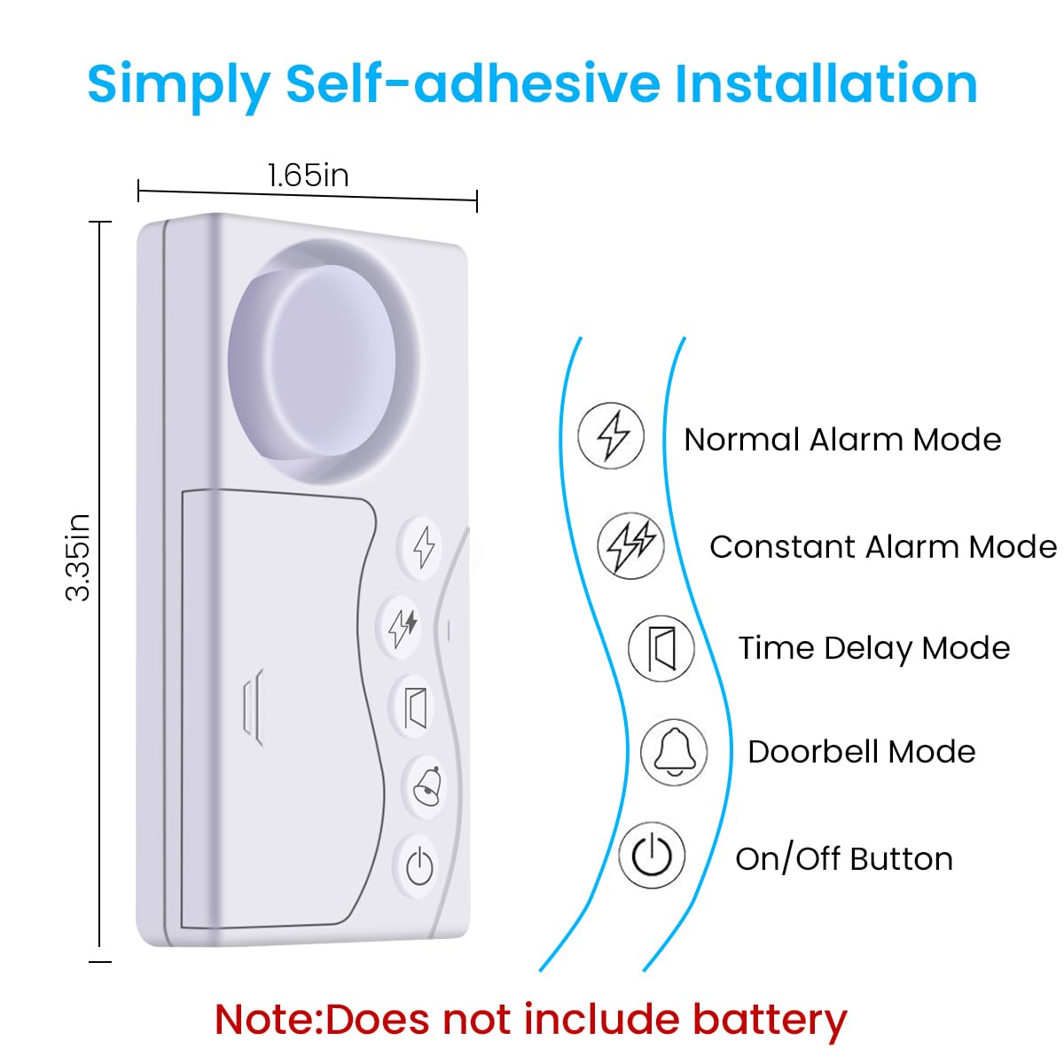 Serplex Door Alarm Home Security Alarm 108db High Loud Door Alarm with 4 Ringtones Safety Door Alarm Multifunctional Self Adhesive Alarm for Door, Window, Refrigerator (Battery Not Included)