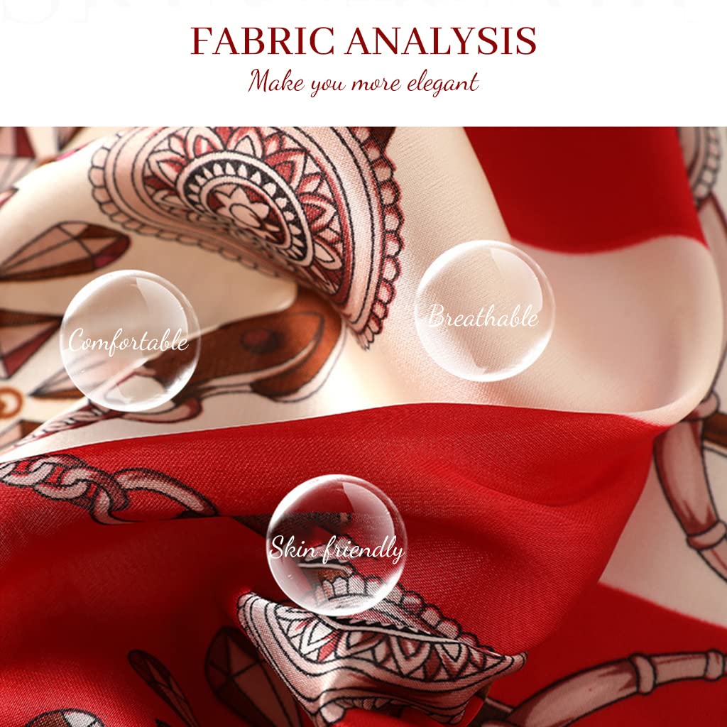 PALAY Women Satin Square Scarf Comfy Silk Feeling Scarf for Women Medium Square Satin Square Silk Scarf, 23 ¡Á 23 inches (Red)