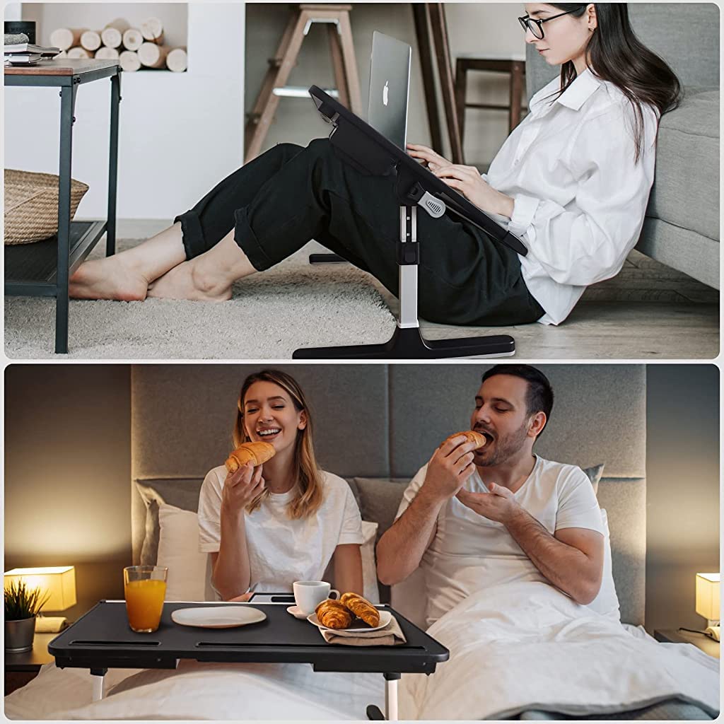 Verilux Laptop Table with Foldable Legs Storage Drawer Tablet Slot Phone Stand Computer Table for Home Laptop Table for Bed Foldable Laptop Desk for Working, Eating, Writing, Drawing, 23.6