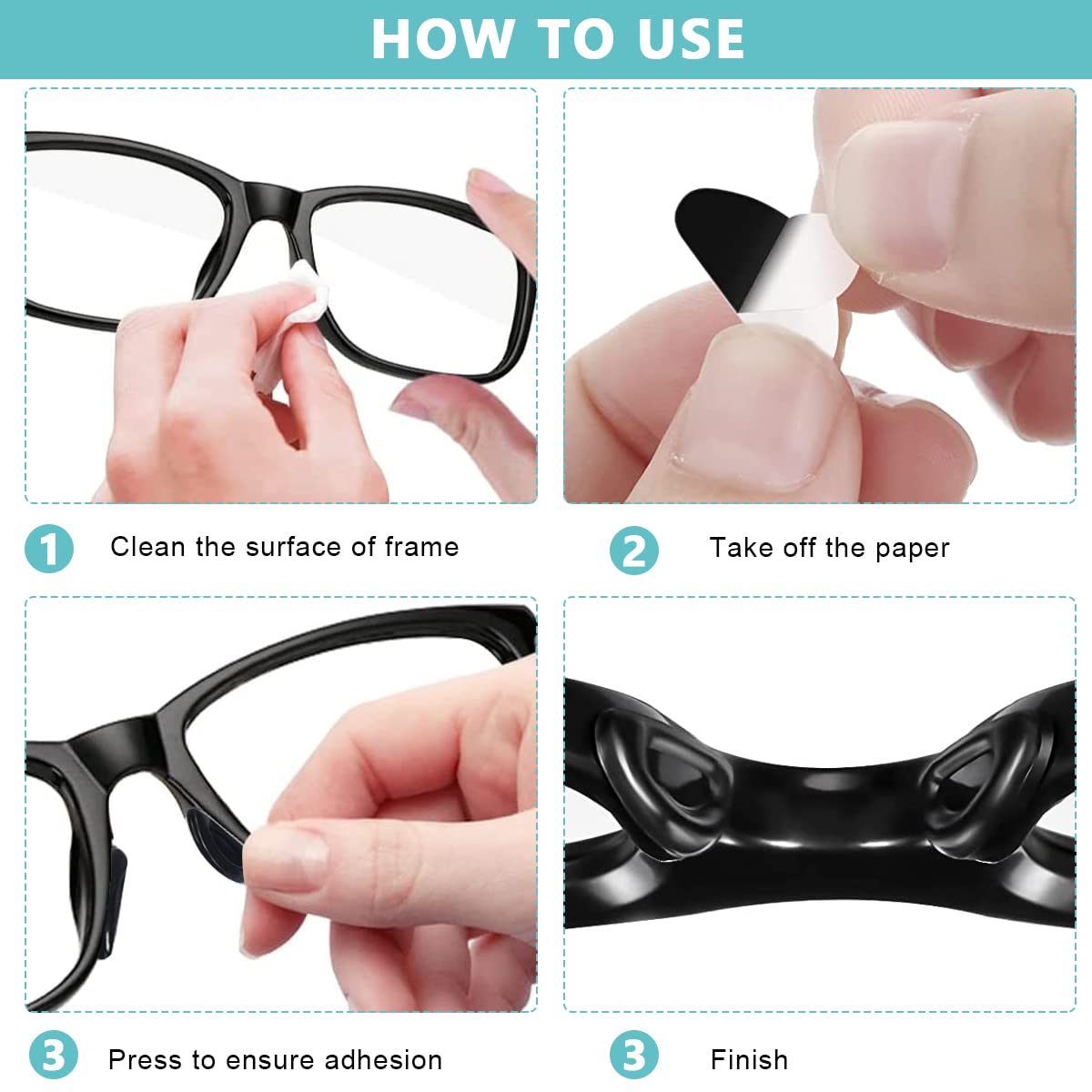 MAYCREATE 12 Pairs Adhesive Eyeglasses Nose Pads, D Shape Stick-on Anti-Slip Black Silicone Eyeglasses Nose Pad Replacement, Self Adhesive Nose Pads Glasses Nose Pad