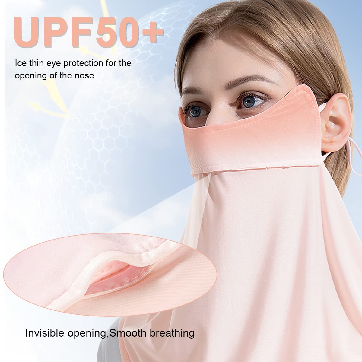 PALAY Cooling Face Mask & Arm Sleeves Set, Face Cover for Women Sun Protection, Adjustable Face Neck Covering and Arm Sleeve Set for Cycling, Sport, Golfing - UPF 50+, Breathable & Washable