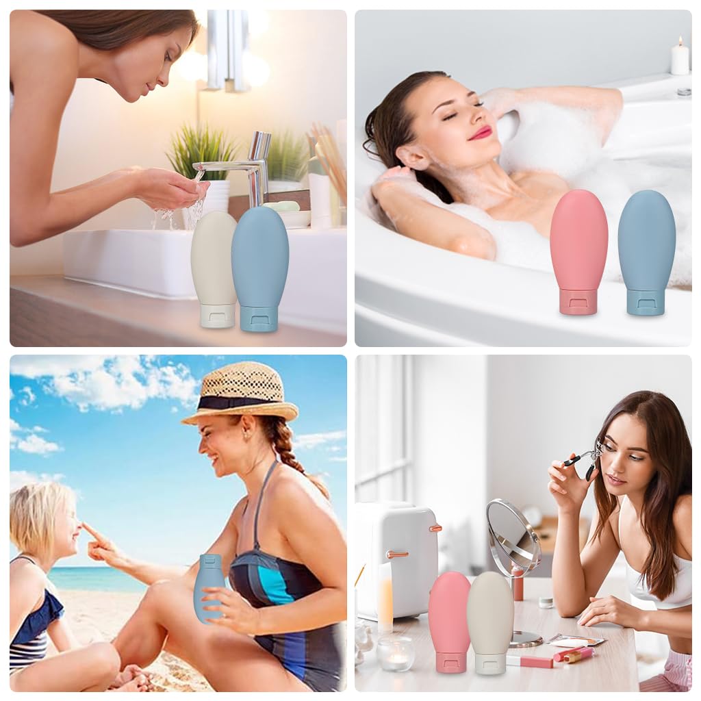 ZIBUYU 6 Pcs Travel Bottles Set,60ML Travel Bottles & Containers,Small Mini Empty Plastic Squeeze Bottles for Travel Toiletries,Shampoo and Conditioner with Storage Bag