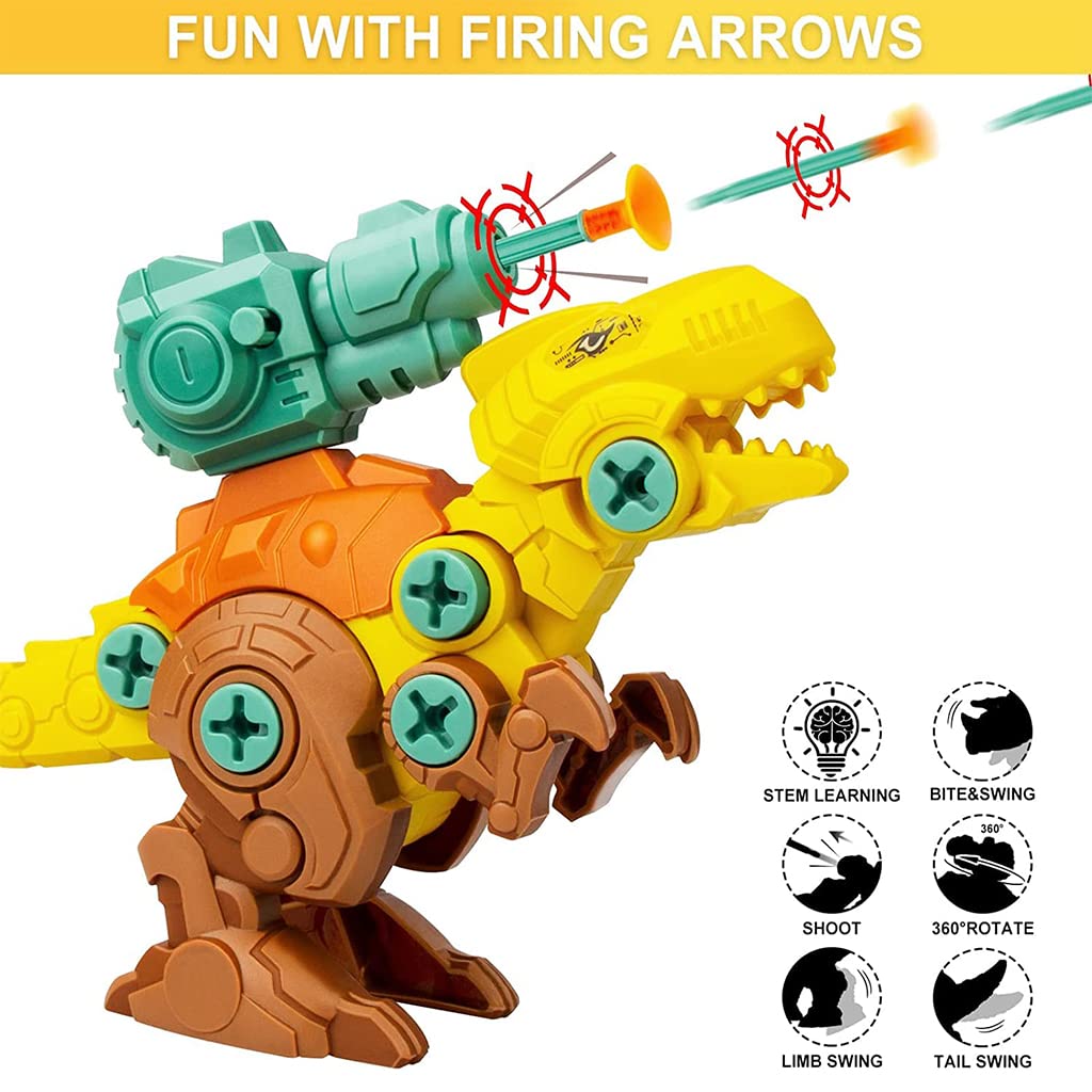 PATPAT Dinosaur Toys for Kids STEM Construction Building Toys for Kids Dinosaur Toy with Screwdriver Storage Dinosaur Egg Assembling Building Blocks Birthday Gifts for 3-8 Year Old Boys Girls -Yellow