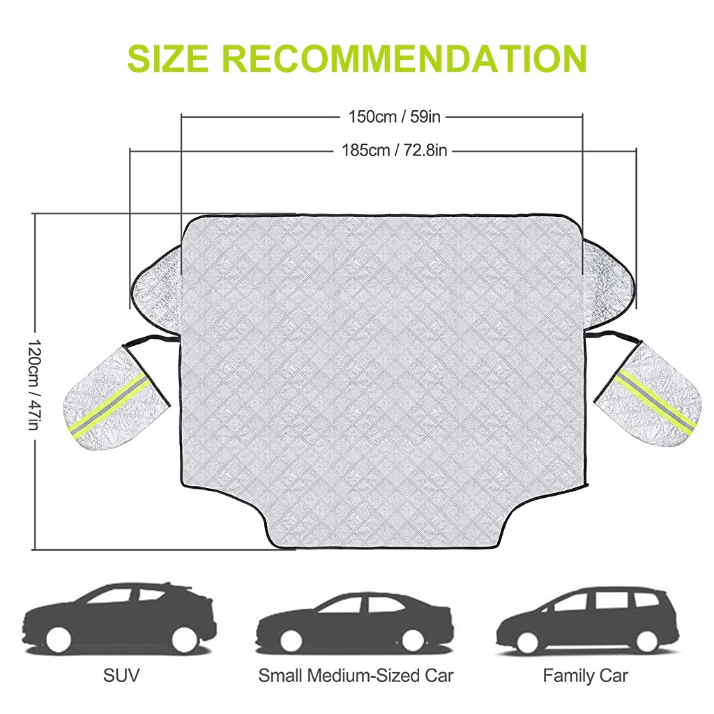 STHIRA Car Windshield Sun Shade Sunshade Blocks Magnet Installation with Heat Reflective Rearview Mirror Window Cover, Universal Windproof Car Front Windshield Sun Shade 145 * 116cm