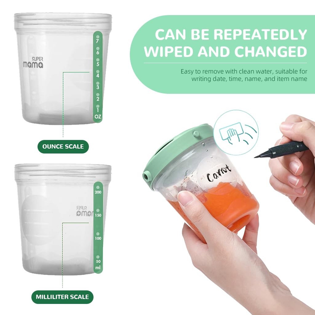 SNOWIE SOFT® Baby Food Storage Container with Lids 3 Sizes Kitchen Food Containers Food Grade BPA Free PP Food Containers Leakproof Baby Food Containers Freezer & Microwave Oven Safe, 60ml/120ml/200ml