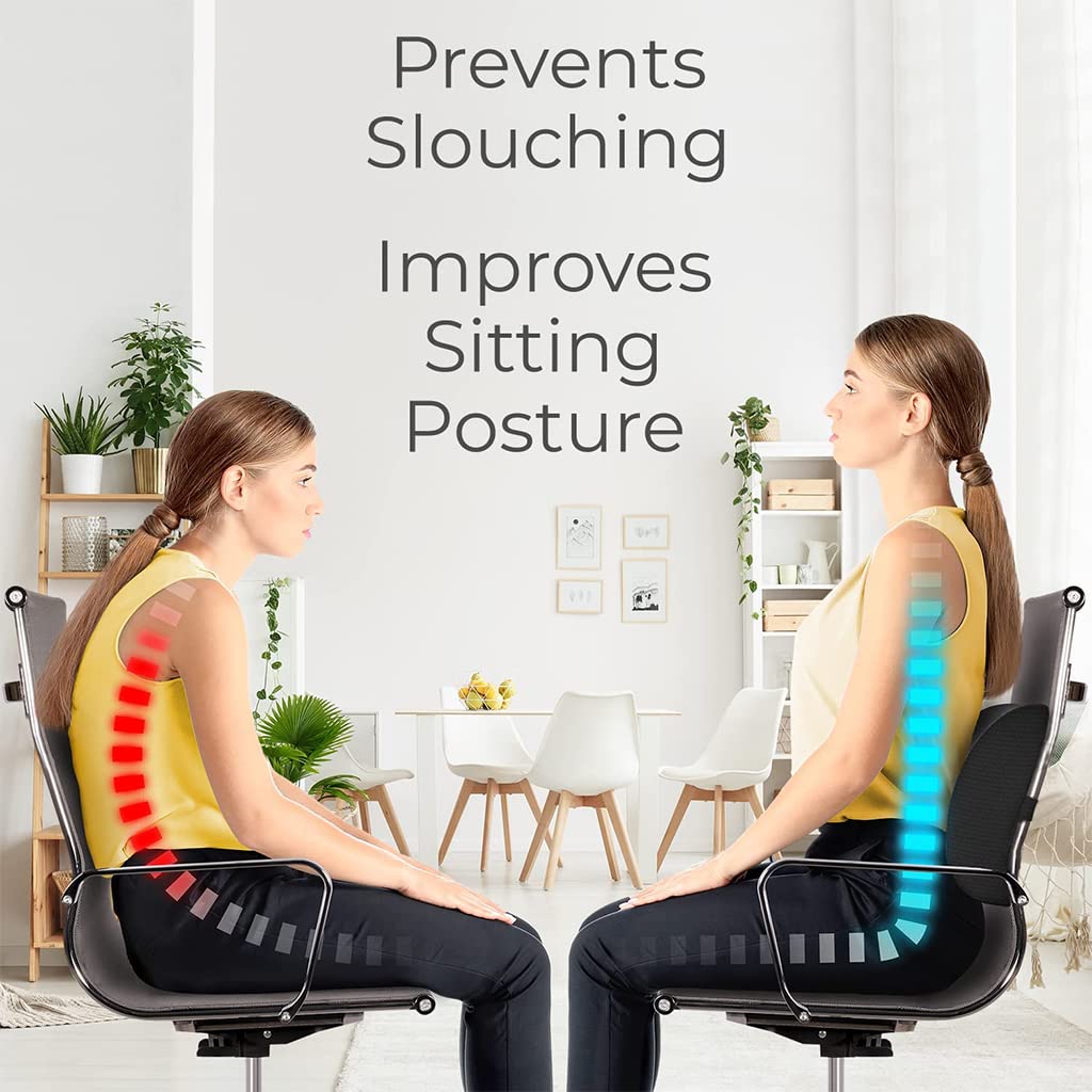 ZIBUYU Back Support Cushion for Chair 3D Breathable Mesh Memory Foam Lumbar Support Cushion Lower Back Cushion Backrest Cushion for Back Pain Support Cushion for Car, Office Seat Women & Men - Black