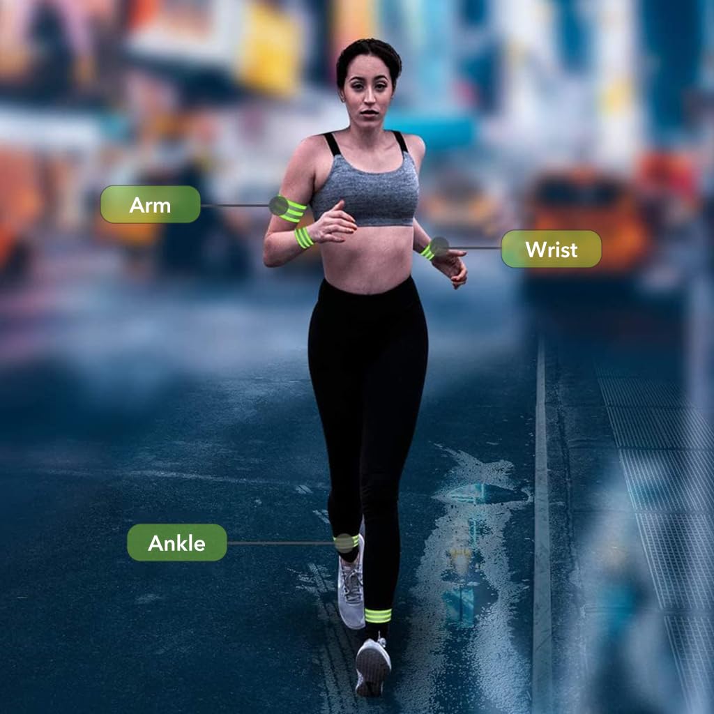 Proberos 2Pcs Elastic Arm Band Wristband for Running Safety Reflective Arm Band for Night Running Safety Gear Reflective Wristbands for Men Women, Green