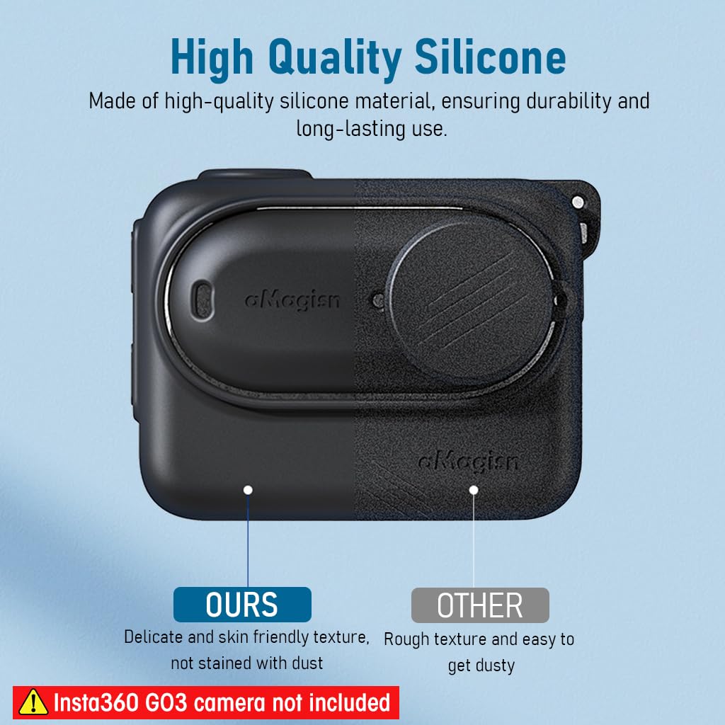 ZORBES Silicone Protective Case Cover for Insta360 GO 3 with Separate Camera Lens Cover, Anti-Scratch Protective Cover Silicone Cover for Insta360 GO 3 Action Camera with Lanyard