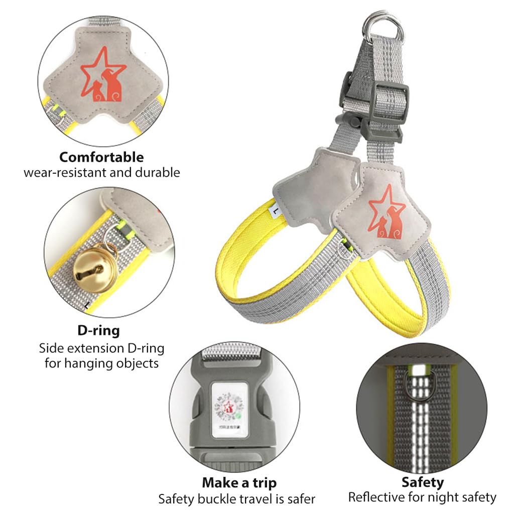 Qpets Large Dog Harness, Adjustable Outdoor Pet Vest Harness, Dog Harness with Safety Reflective Strap & Fashionable Double D-Rings, Easy to Control for Large Dogs (Without Leash, Size L)