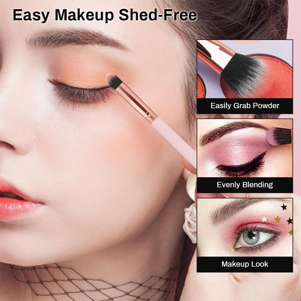 MAYCREATE Makeup Brush Set 16pcs Premium Synthetic for Foundation Powder/Concealers/Eye shadows/Blusher/Highlighter/Contour/Nose Contour/Shading/Lipstick Makeup Brushes for Beginners (Pink)