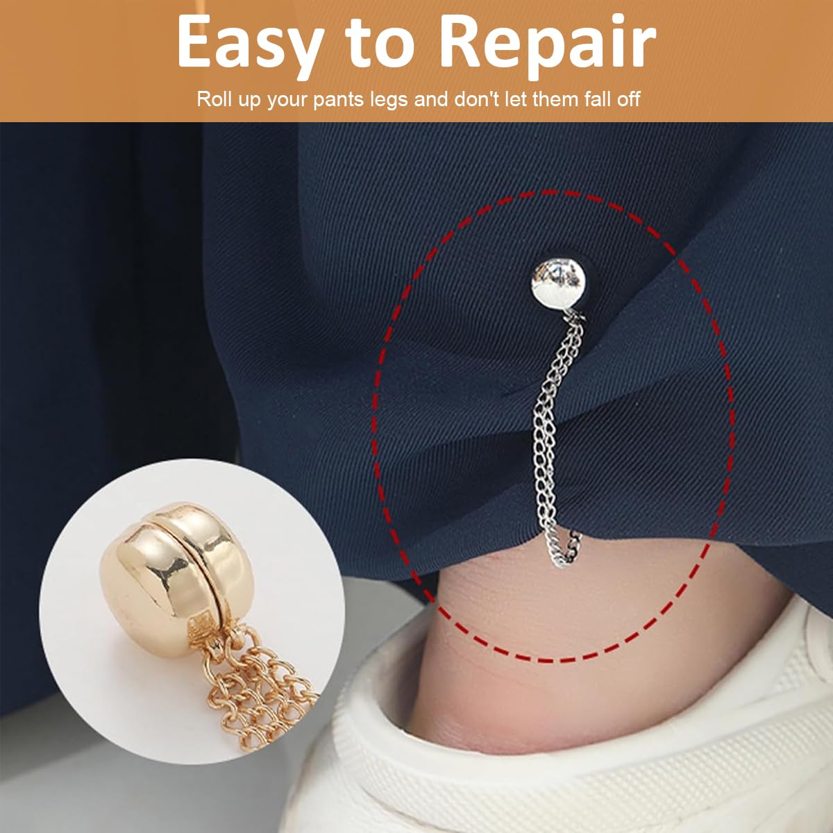 HASTHIP 4Pcs Magnetic Clothing Clip, Metal Pinless Brooch Clothes Hijab Magnets Chain, Magnetic Cuff Holder, Multi-Purpose Pant Buttons Clips for Shirts, Blazer, Trousers (4 Colors)