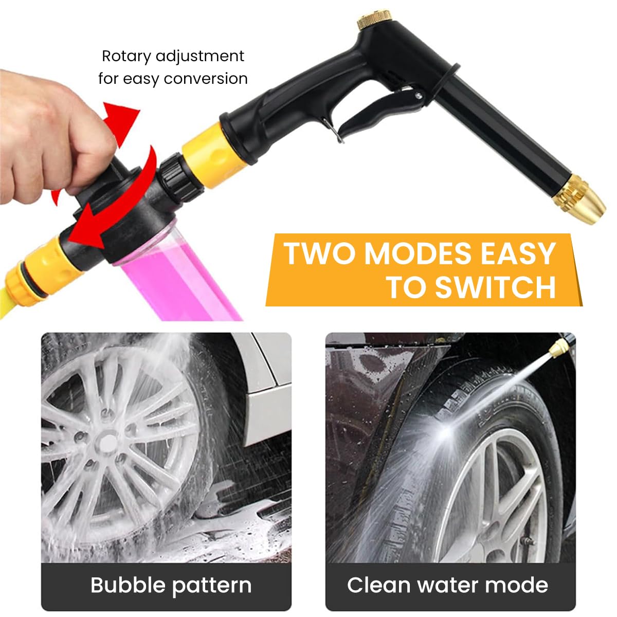 HASTHIP Car Washer Water Gun - Car Washer High Pressure Pump with Adapters - Alloy Car Washer Gun Nozzle with 10M Pipe -Switchable Water Spray Gun Foam & Water Mode for Car Washing, Garden & Yard
