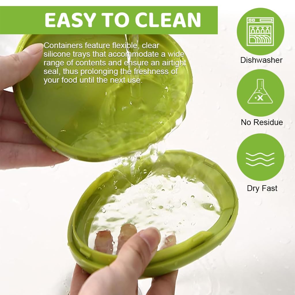 HASTHIP 4Pcs Fresh Onion Storage Containers 3.9 Inches Flexible Silicone Kitchen Fresh Food Containers for Onion, Garic, Lime, Ingredient Fresh Box Reduce Waste Kitchen Fresh Food Container