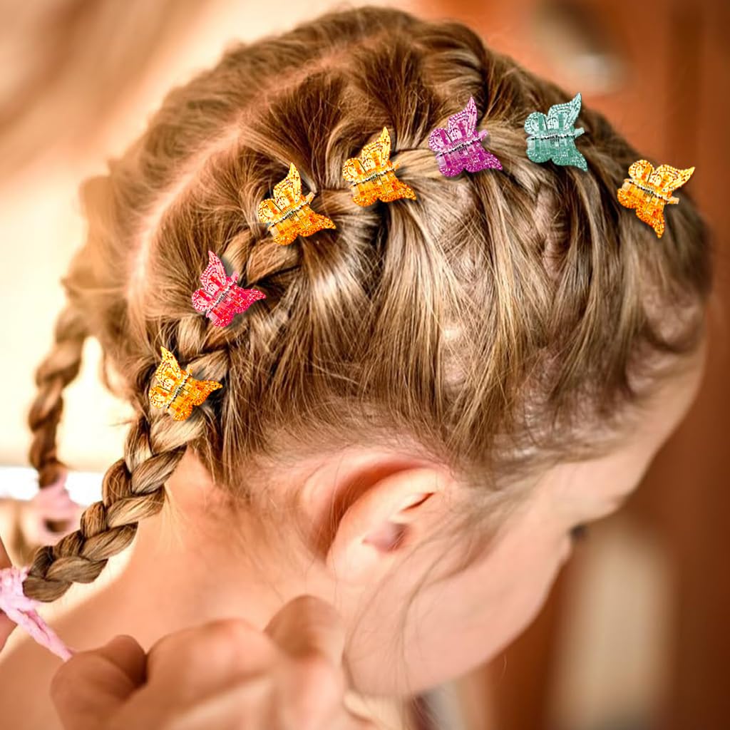 PALAY 50pcs Mini Butterfly Hair Claw Clips for Girls Shimmering Hair Clips 10 Colors Mini Butterfly Hair Claw Clips Hair Accessories for Girls Y2K Style Hair Accessories for Styling