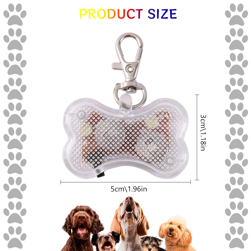 Qpets LED Colorful Dog Collar Charm 7-Color Bone-shaped Dog Collar Charm with Switch Waterproof Bone-shaped Key Chain Charm Bag Charms