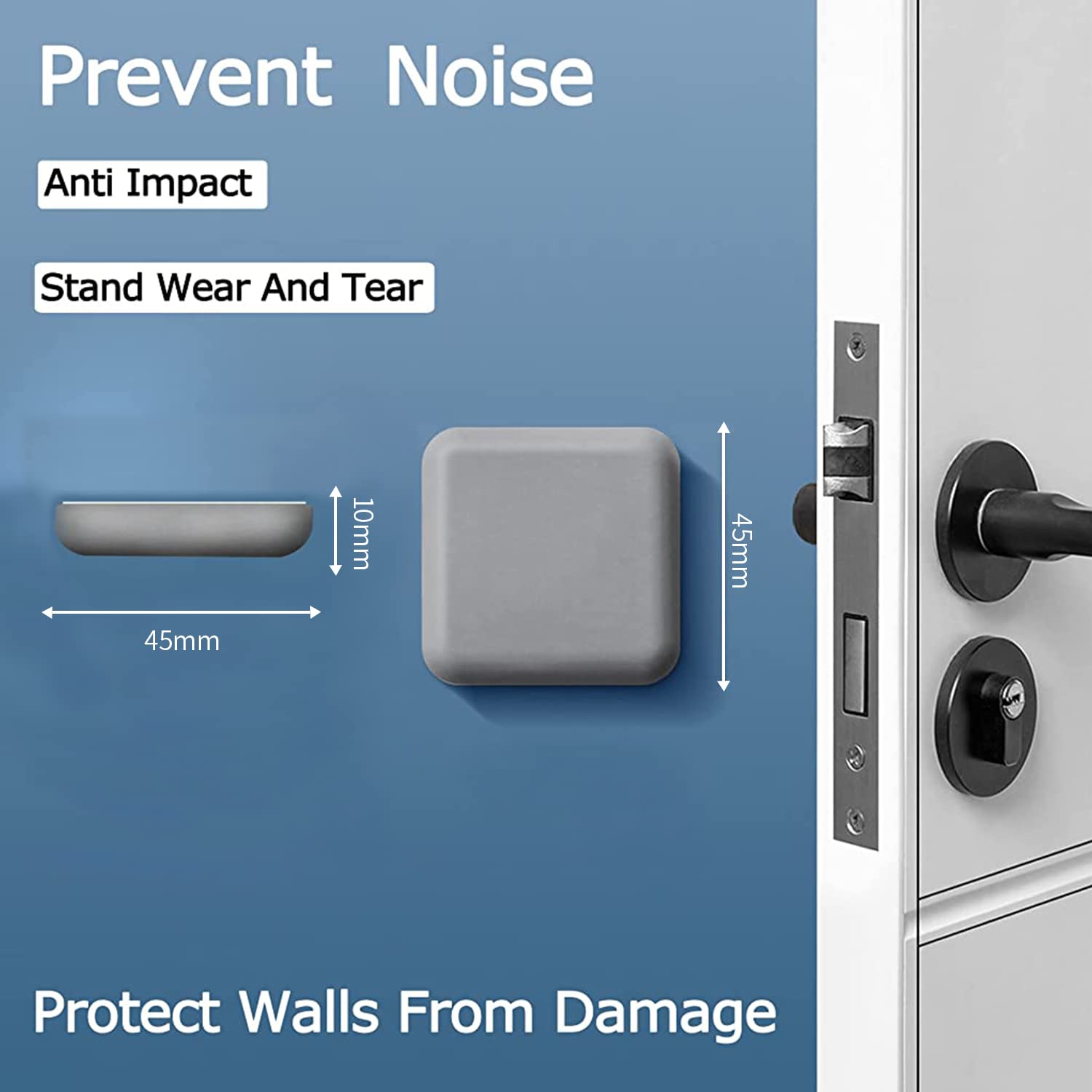 HASTHIP 4Pcs Door Wall Protectors, Self-Adhesive Rubber Stop from Door Knobs Rubber, Soft Reusable Rubber Wall Protectors Shield for Preventing Damage to Cabinet, Handle, Bed